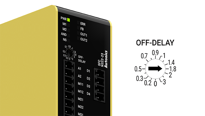 Настройка времени Off-delay с помощью диска